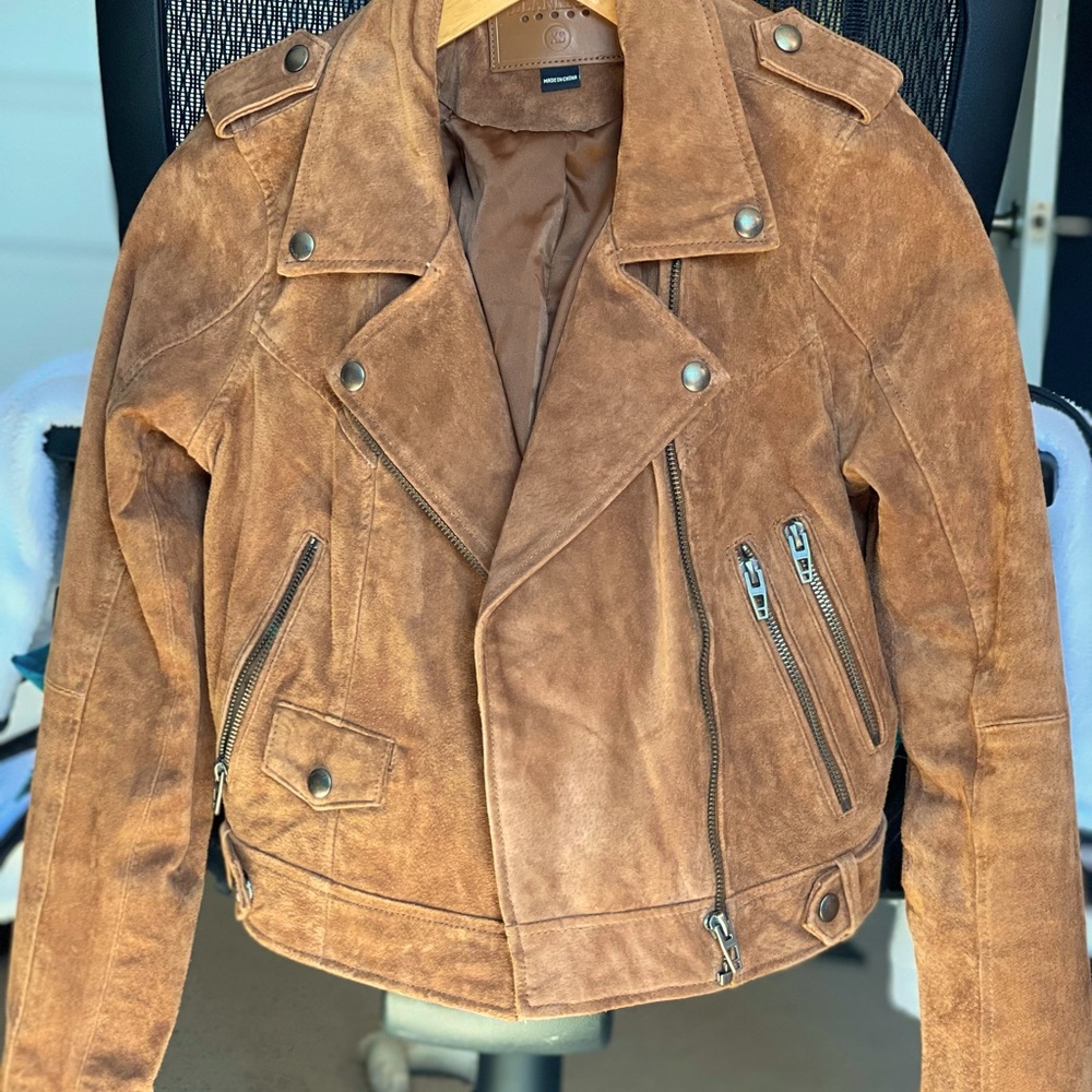 Tan Suede Moto Jacket. XS, excellent condition!